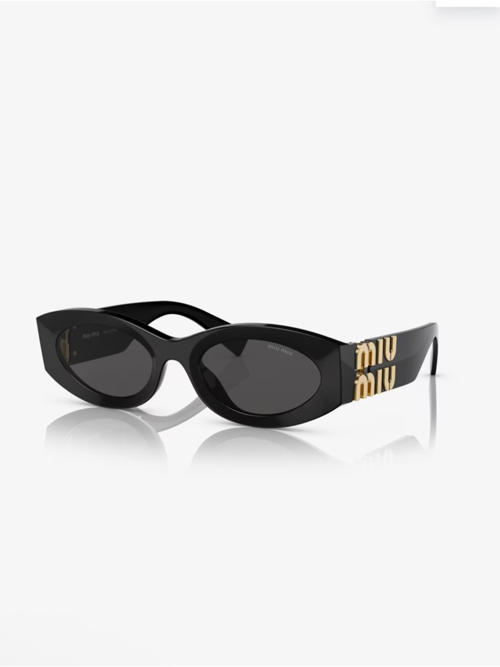Miu Miu Black Cat-Eye Sunglasses with Gold Logo Temples
